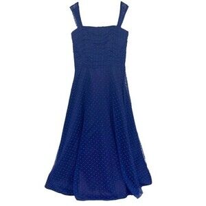 Jessica McClintock Bridal Vintage Retro Tulle Polka Dot Fit & Flare Dress 50s 8